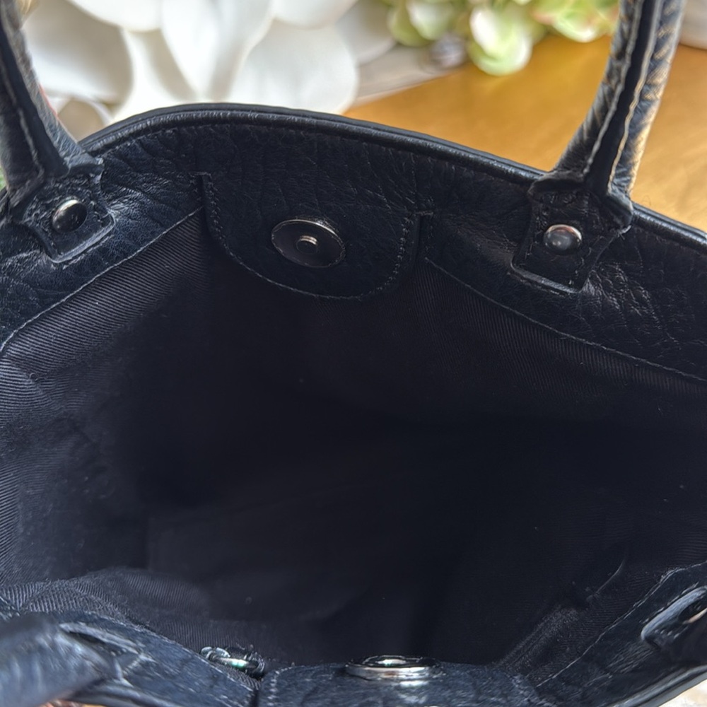 Rebecca Minkoff Chain Top Handle Tote in Pebbled Black Leather - Picture 13 of 16